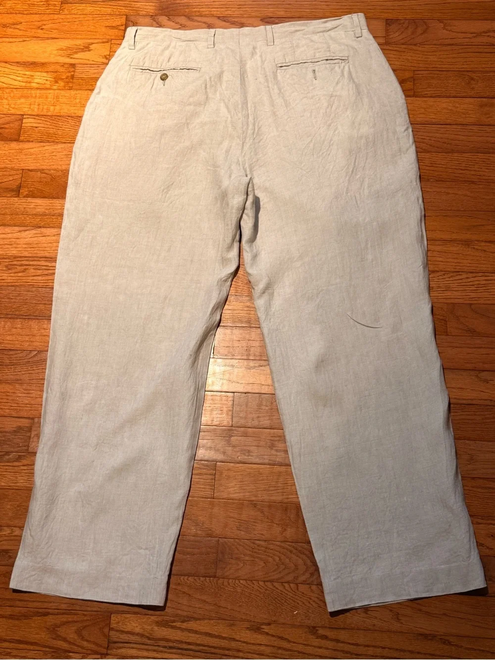 Nautica Men's Khaki Linen-Blend Chinos in Light Beige